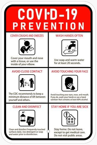 Covid 19 Prevention Sign By Michigan Custom Signs