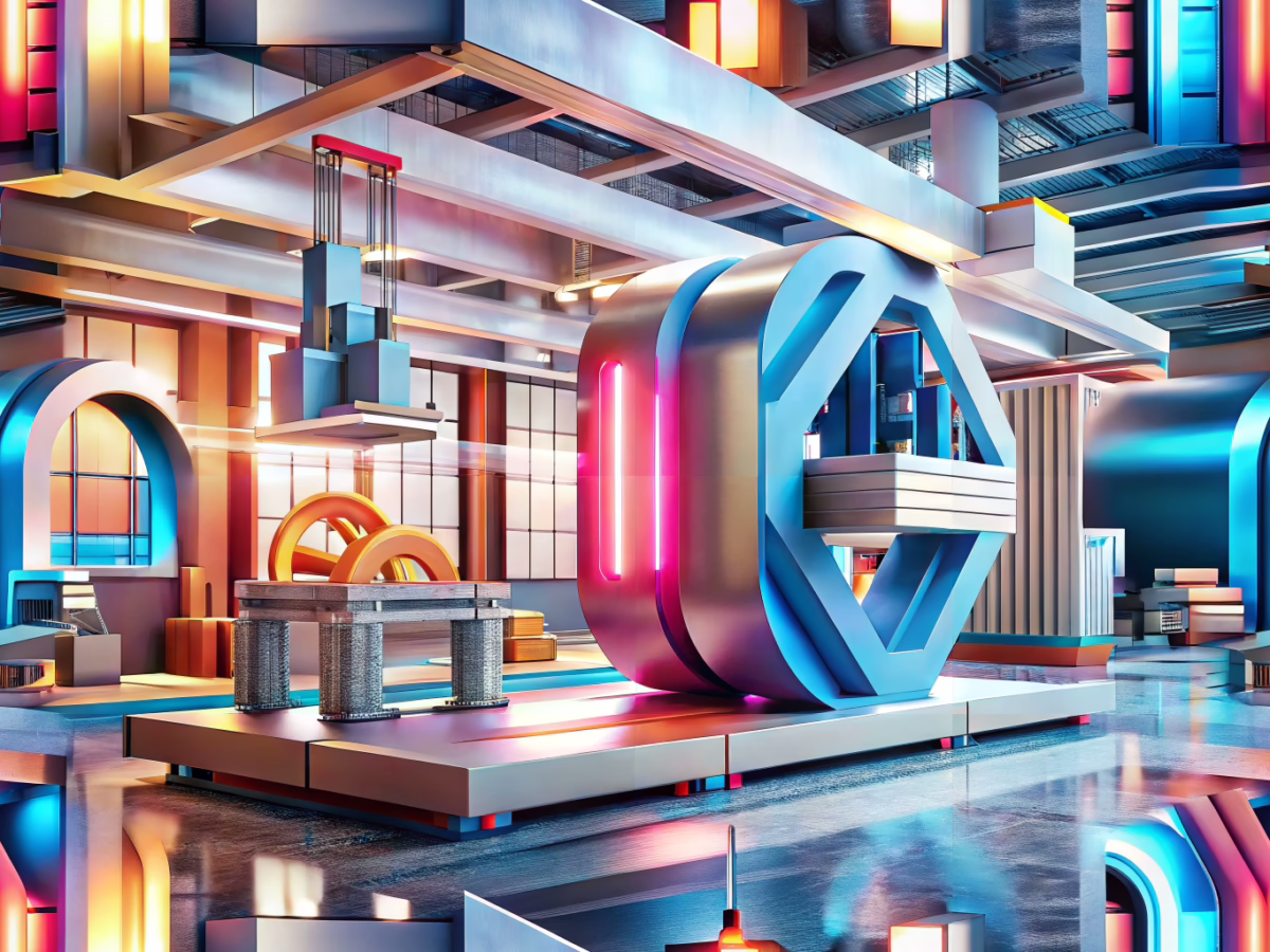 Realistic 3D printer producing a modern retail sign, showcasing innovative technology in retail signage