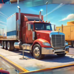 Modern semi-truck with accessible ramp and ADA signage elements, representing inclusivity in the trucking industry
