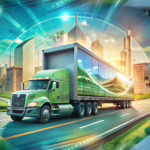Modern truck with integrated digital signage and sustainable design, representing emerging trends in the trucking signage industry.