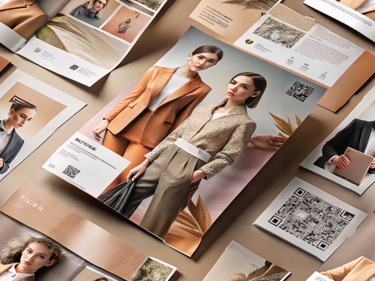 Printed marketing materials with integrated QR codes for modern fashion brands