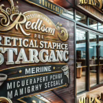 Personalized signage in printed and digital forms displayed in a Michigan storefront with creative design elements