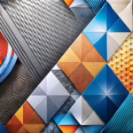Modern print design showcasing contrasting visuals of vector shapes and textured raster images