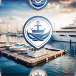 Luxurious yacht club with elegant custom signage and nautical design elements